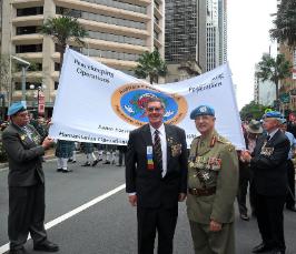 Des Kearton with Major-General John Pearn, ANZAC Day, 2012