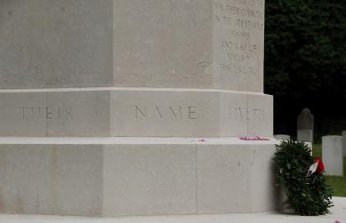 The wreath on the memorial