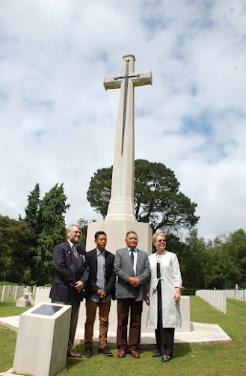 Penny Legg with contributors at the Royal Military Cemetery, Netley 